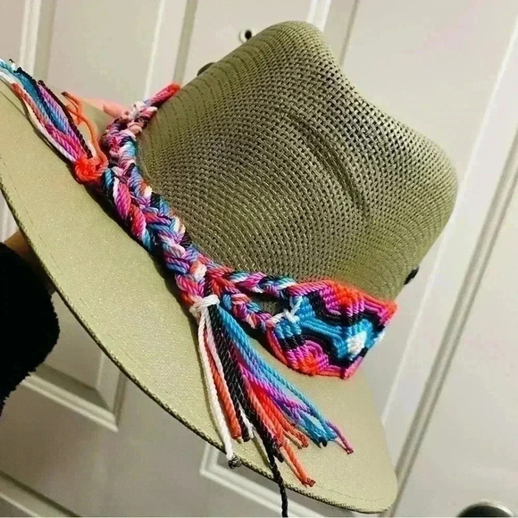 TOMBSTONE Large explorer canvas quadrille Fedora Cowboy olive green braided‎ - Picture 5 of 6